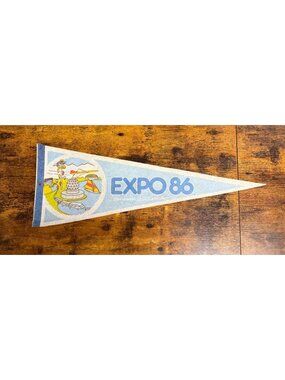Vintage Expo 86 Vancouver B.C. Canada Souvenir Felt Pennant